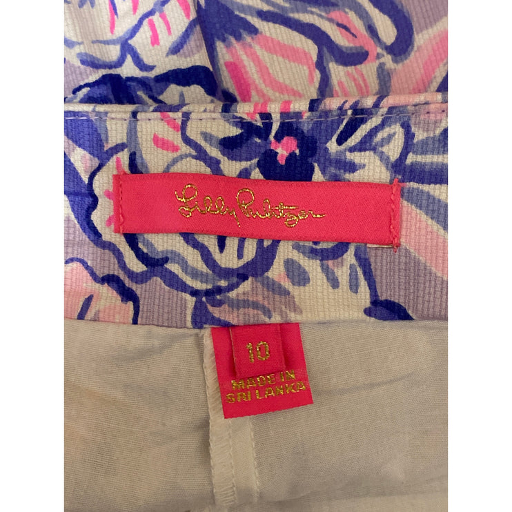 Lilly Pulitzer Patty Womens Purple Floral Mini A-line Short Skirt Skort Size 5