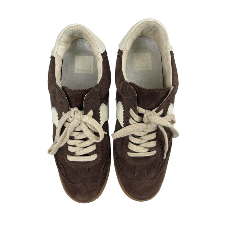 Dolce Vita Notice Brown Suede Leather Lace Up Low Top Sneakers Shoes Size 10.25
