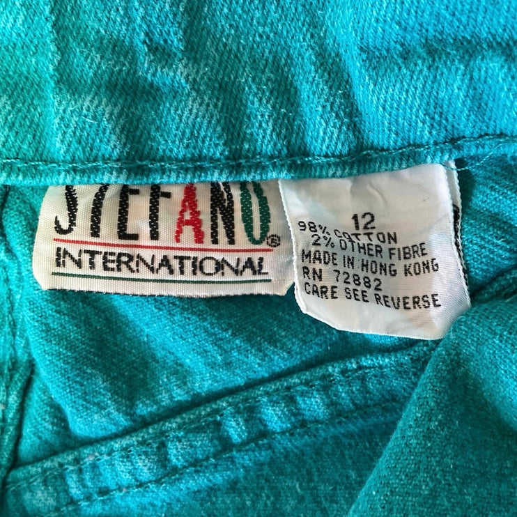 Vintage Stefano International Blue Green Tapered Leg High Rise Ankle Jeans Sz 12