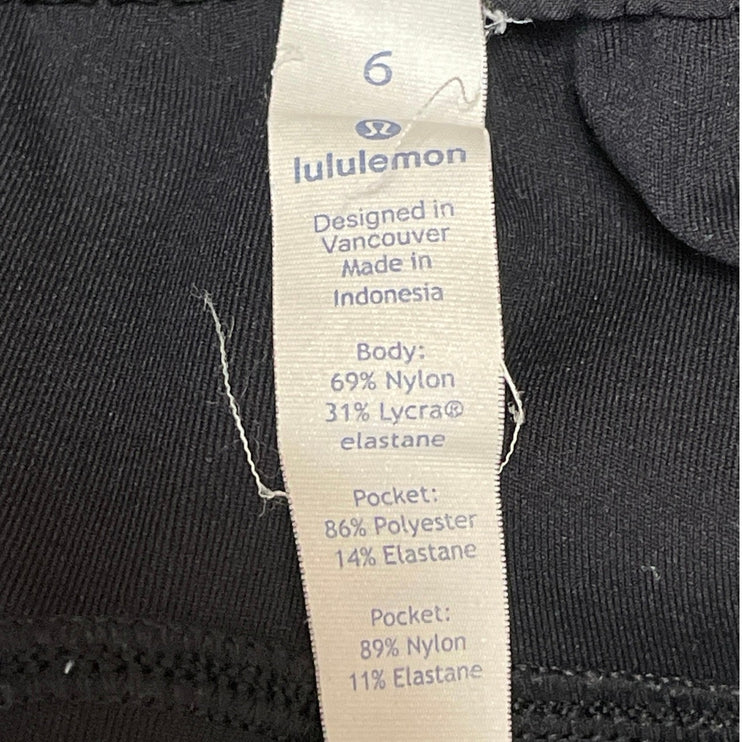 Lululemon Women's Black Elastic Waist Drawstring Tapered Casual Trouser Pants 6
