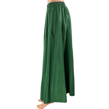 Zara Women's Green Pleated Elastic Waist Flowy Casual Maxi A-line Skirt Size M/L