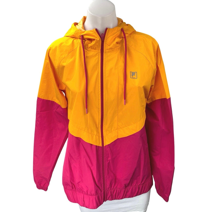 FILA Sport Women's Multicolor Colorblock Hoodie Hooded Windbreaker Jacket Size M