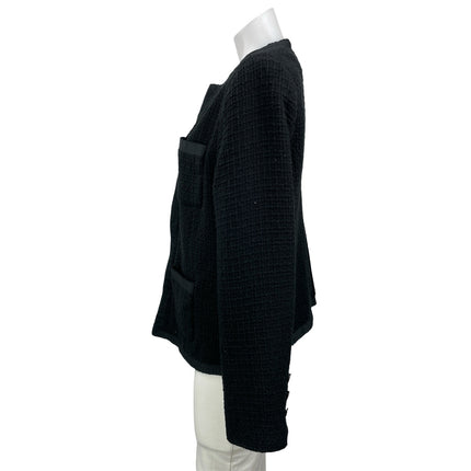 Laura Clement Womens Black Tweed Boucle Knit Long Sleeve Blazer Coat Jacket 14