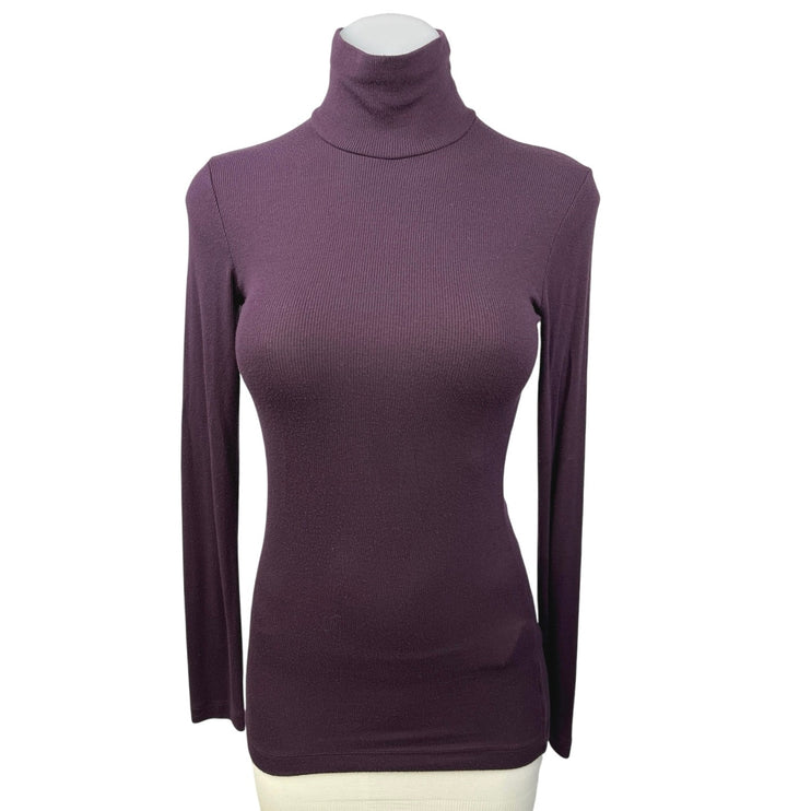 Aritzia Wilfred Purple Ribbed Knit Turtleneck Long Sleeve Pullover Sweater Top S