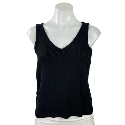 NEW Marled Women's Black Ribbed Knit V Neck Sleeveless Knit Tank Top Size L