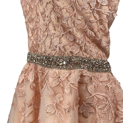 NEW Sherri Hill Pink Tulle Floral Embroidery Embellished Mini A-Line Dress Sz 18