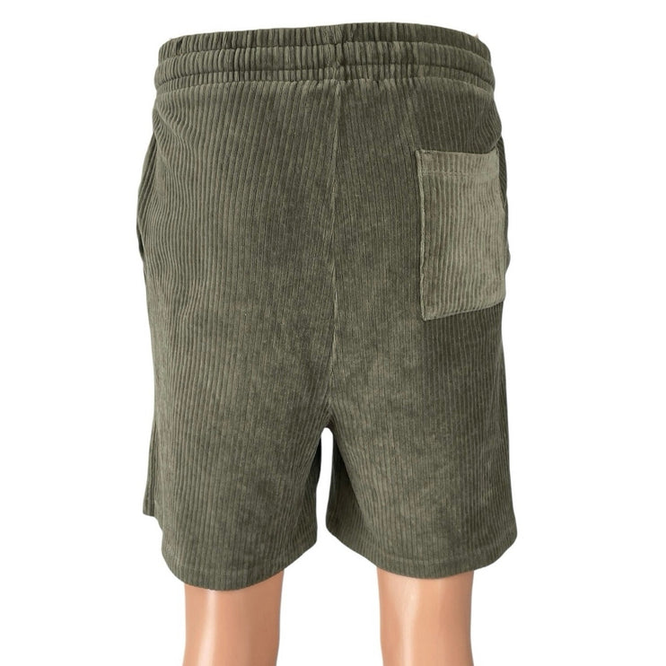 Asos Design Men's Green Ribbed Velvet Velour High Waisted Casual Lounge Shorts M