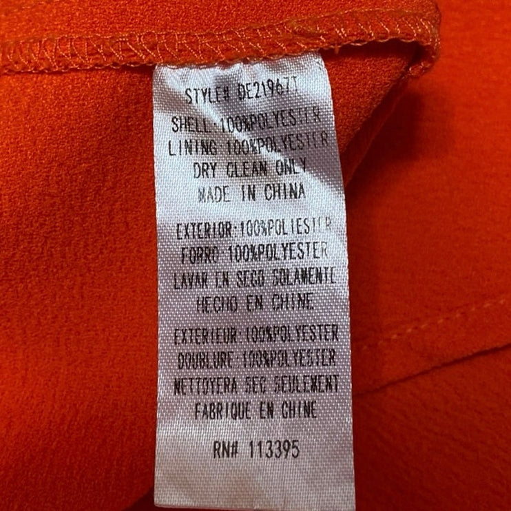 Aqua Orange Sleeveless Pleated Split Faux Wrap Cami Mini Sheath Dress Size M