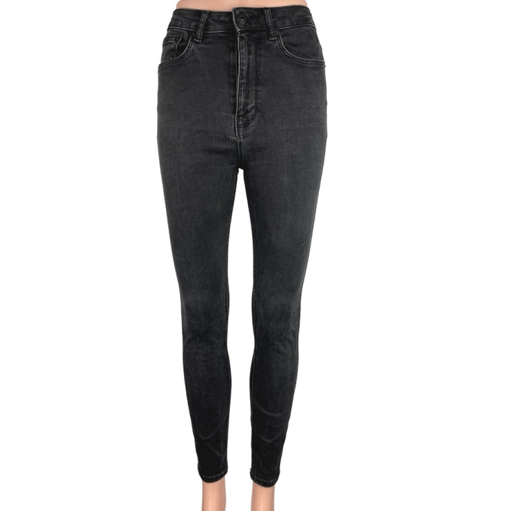 Zara Black High Rise Ankle Cotton Stretch Casual Denim Skinny Jeans Size 4