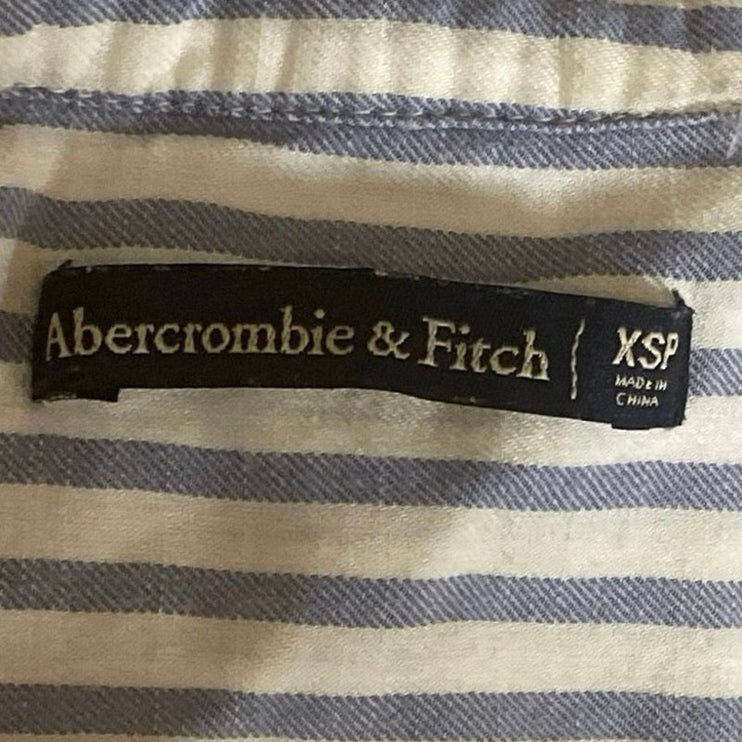 Abercrombie & Fitch Blue Striped Sleeveless Tie Waist Button Up Shirt Top Sz XS