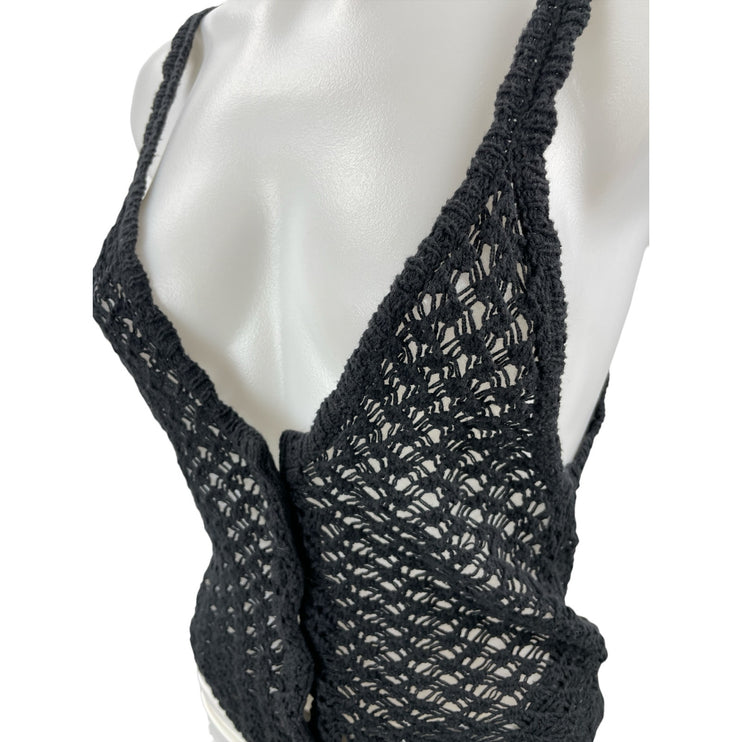 Urban Outfitters Sommer Crochet Sleeveless Deep V Neck Button Up Cami Tank Top S