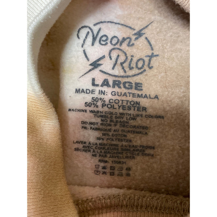 Neon Riot Women Beige Fleece Tie Dye Mock Neck Long Sleeve Sweatshirt Top Size L