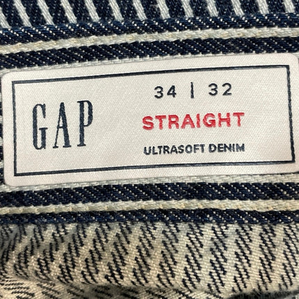 GAP Blue Pin Stripe High Waisted Straight Leg Trousers Denim Jeans Pants Size 34