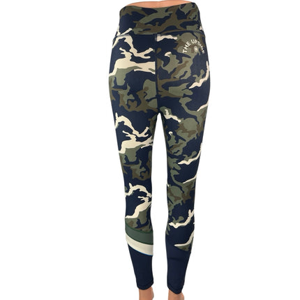 The Upside Navy Green Camo Camouflage High Waist Workout Ankle Leggings Pants 6