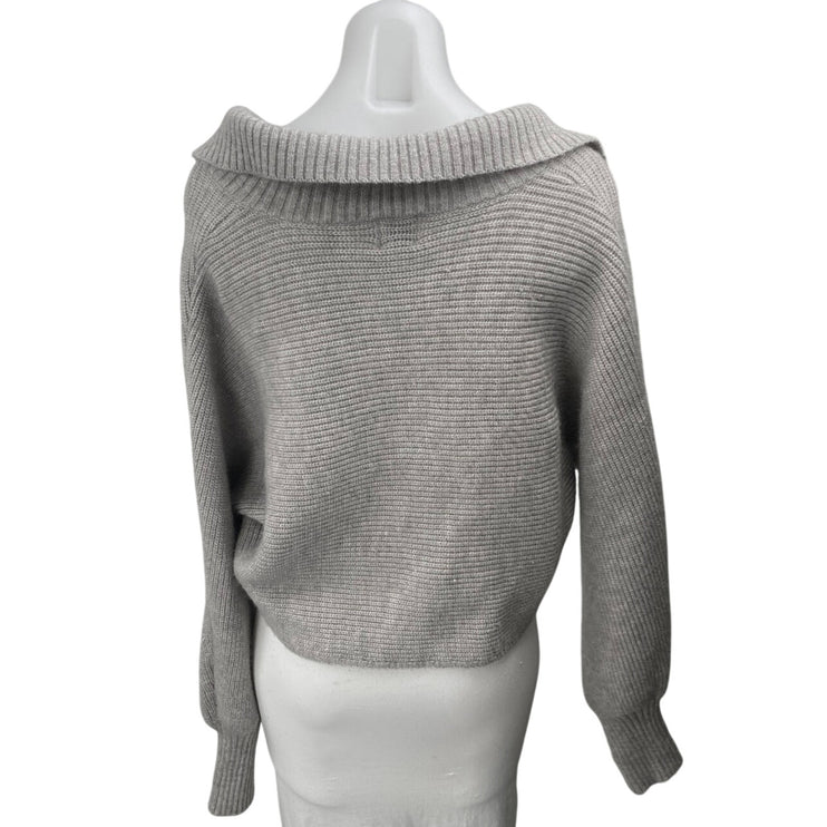 Princess Polly Women's Gray Long Sleeve V Neck Knit Polo Sweater Top Size M/L
