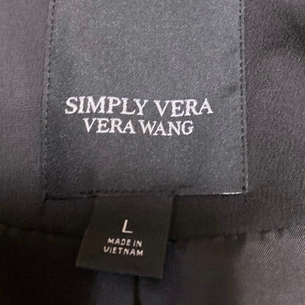 Vera Wang Women's Black One Button Notch Collar Long Sleeve Blazer Coat Jacket L