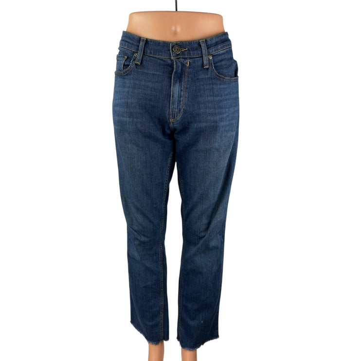 Paige Federal Men's Blue High Rise Frayed Hem Straight Denim Jeans Pants Size 32