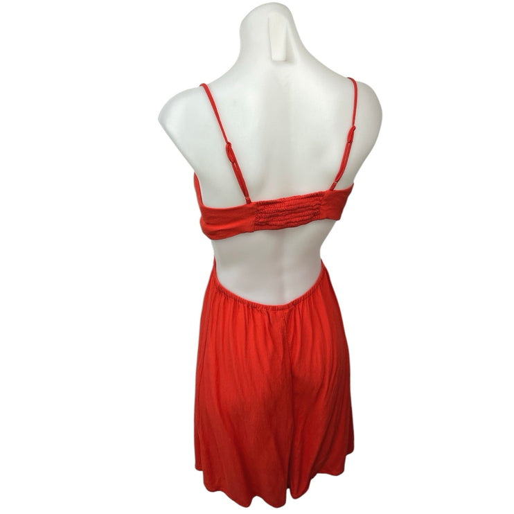 H&M Orange Cutout Sleeveless Beach Adjustable Front Tie Mini Sheath Dress Size S
