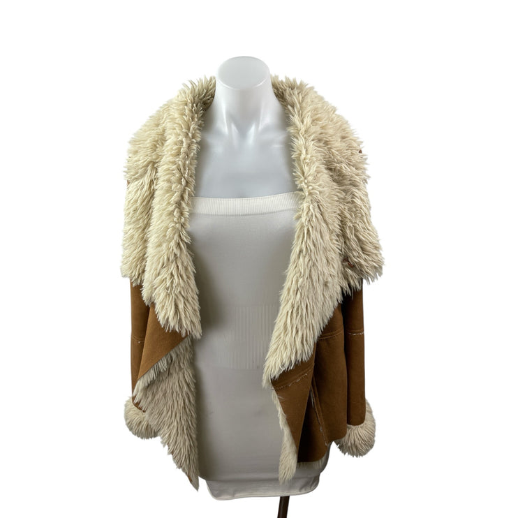 Cupcakes & Cashmere Penny Lane Women's Brown Faux Suede Faux Fur Coat Jacket S