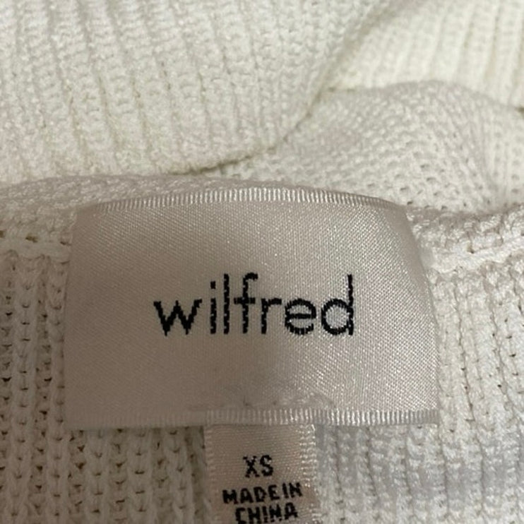 Aritzia Wilfred White Sleeveless Ribbed Knit Sculpt High Neck Crop Top Size XS