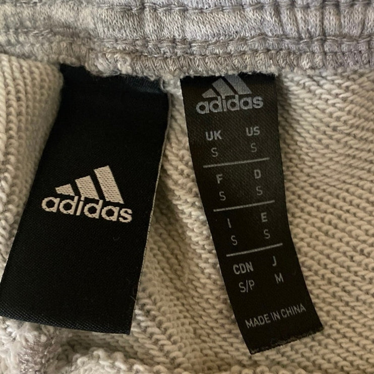 Adidas Women's Gray Logo Drawstring Tapered Leg Sweatpants Jogger Track Pants S