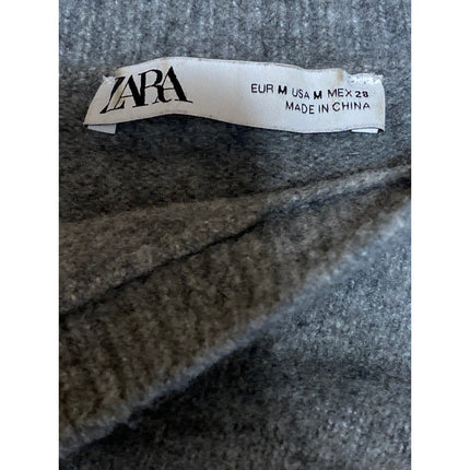Zara Women's Gray Knit Crew Neck Long Sleeve Sweatshirt Sweater Top Size M
