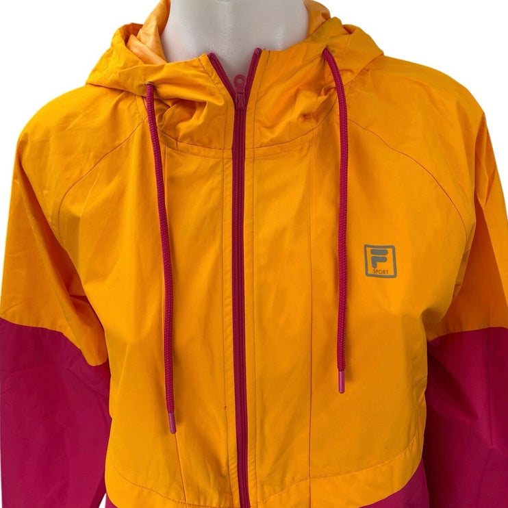 FILA Sport Women's Multicolor Colorblock Hoodie Hooded Windbreaker Jacket Size M