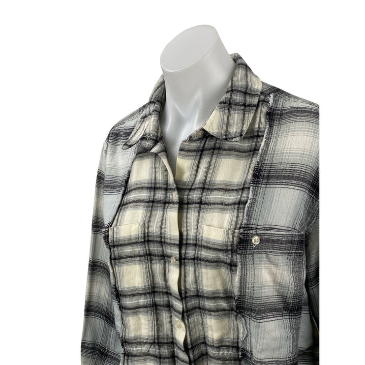 Rails Ronin Mixed Plaid Flannel Collared Long Sleeve Button Down Shirt Top Sz M