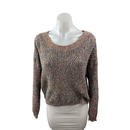 Express Women's Multicolored Braided Back Cut Out Long Sleeve Sweater Top Sz XS