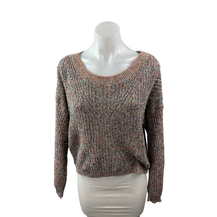 Express Women's Multicolored Braided Back Cut Out Long Sleeve Sweater Top Sz XS