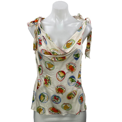 ASTR The Label Allexina Multicolor Ivory Fruit Cocktail Cowl Neck Tank Top Sz M