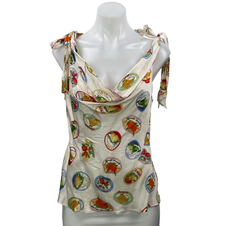 ASTR The Label Allexina Multicolor Ivory Fruit Cocktail Cowl Neck Tank Top Sz M
