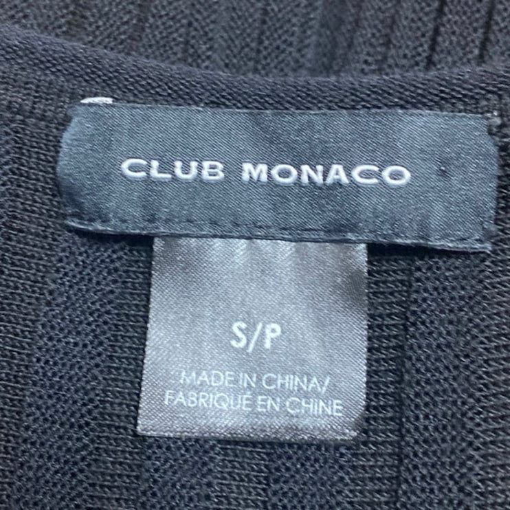 Club Monaco Women's Black Rib Knit Boatneck Long Dolman Sleeve Sweater Top Sz S