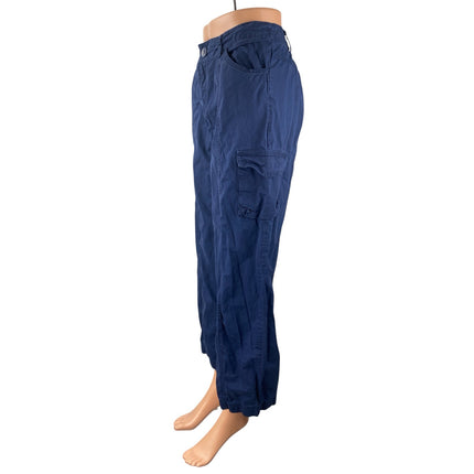 Princess Polly Women's Blue High Rise Baggy Wide Leg Cargo Trousers Pants Size 2