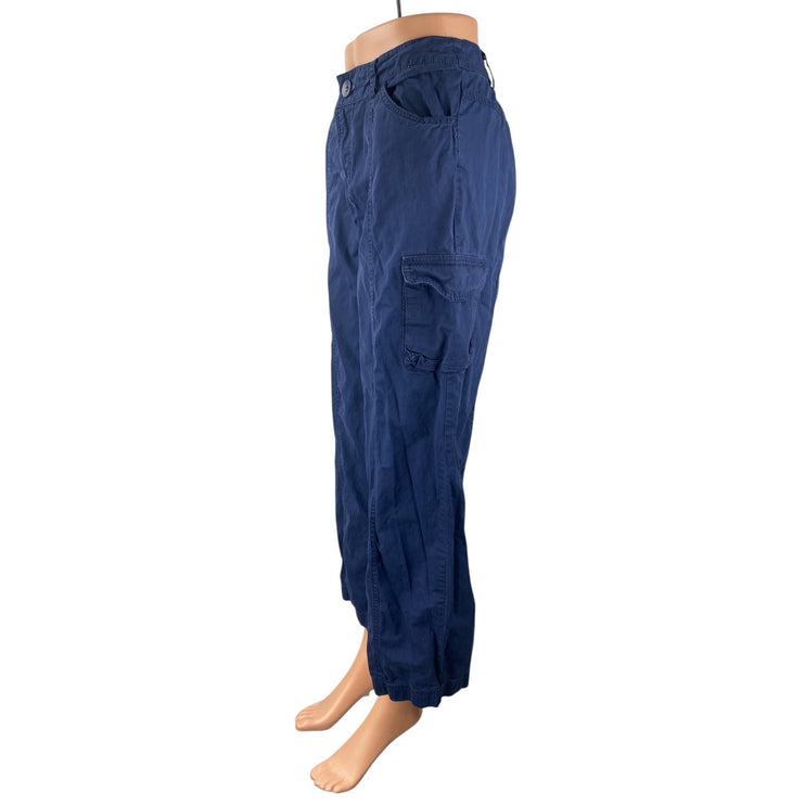 Princess Polly Women's Blue High Rise Baggy Wide Leg Cargo Trousers Pants Size 2
