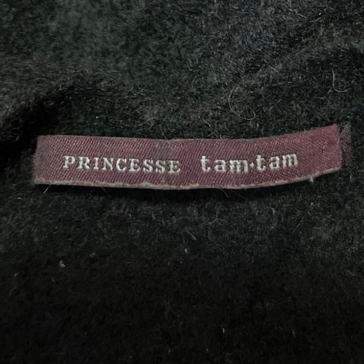 Princesse Tam-Tam 100% Cashmere Black V-neck Long Sleeve Pullover Sweater Top S
