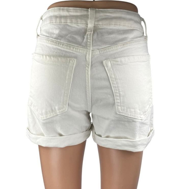 Old Navy High Rise OG Straight Women's White Cuffed Denim Jean Shorts Size 0