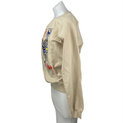 Billionaire Girls Club Queen of Hearts Beige Graphic Sweatshirt Sweater Top S