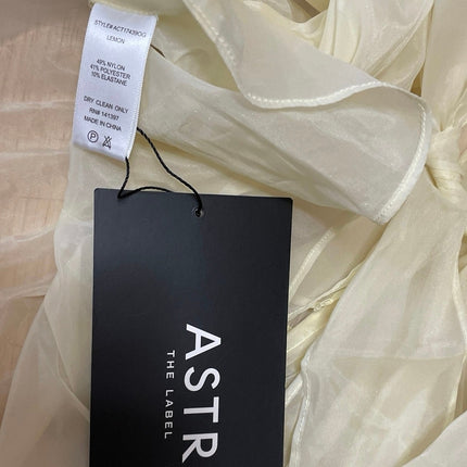 NEW ASTR The Label Amie Shirred Yellow Long Balloon Sleeves Peplum Blouse Top M
