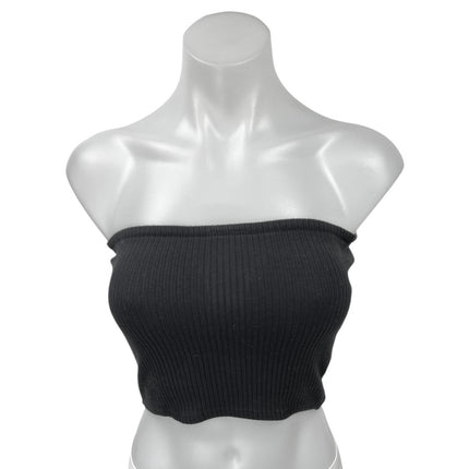 Urban Outfitters Black Rib Knit Sleeveless Strapless Crop Tube Tank Top Size S