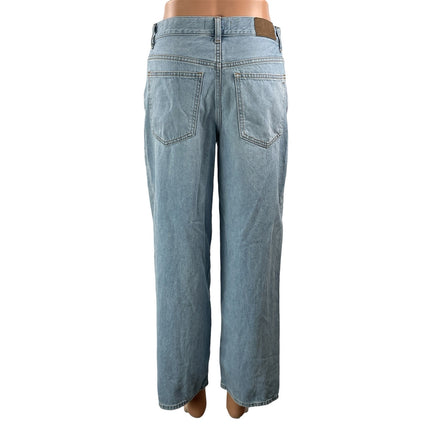 Madewell The Perfect Vintage Light Blue Cropped Wide Leg Denim Jeans Pants Sz 26