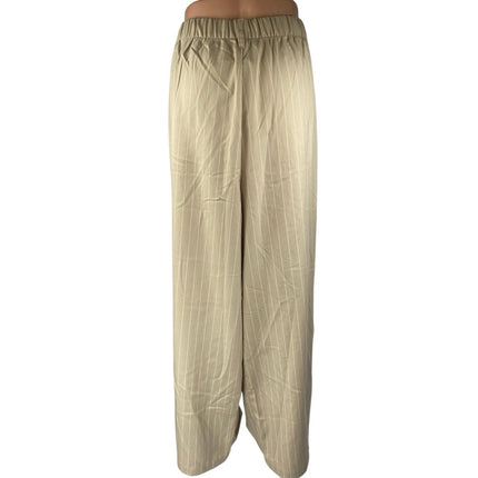 NEW H&M Divided Beige Tan Striped High Waist Wide Leg Trousers Dress Pants XXL