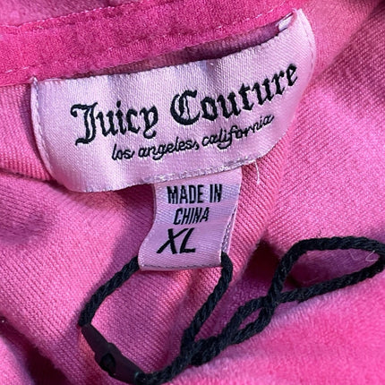 Juicy Couture Pink Velvet Velour Zip Up Long Sleeve Hooded Hoodie Coat Jacket XL
