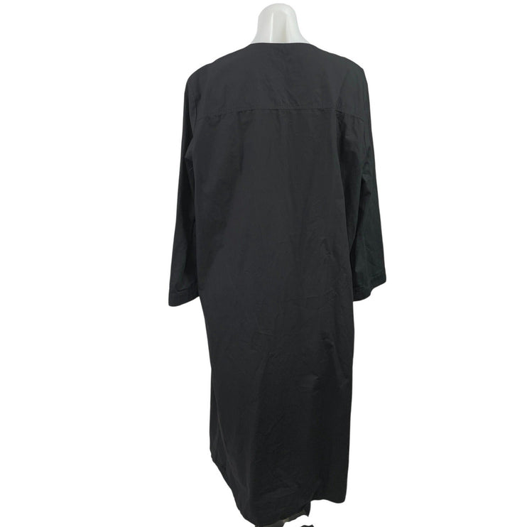 Zara Black Long Sleeve V Neck Pleated Oversized Relaxed A Line Maxi Dress 2XL