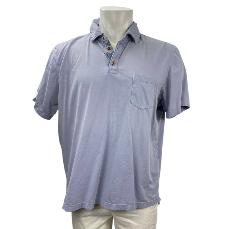 Tailor Vintage Mens Gray Paisley Short Sleeve Golf Pocket Polo Shirt Top Size XL