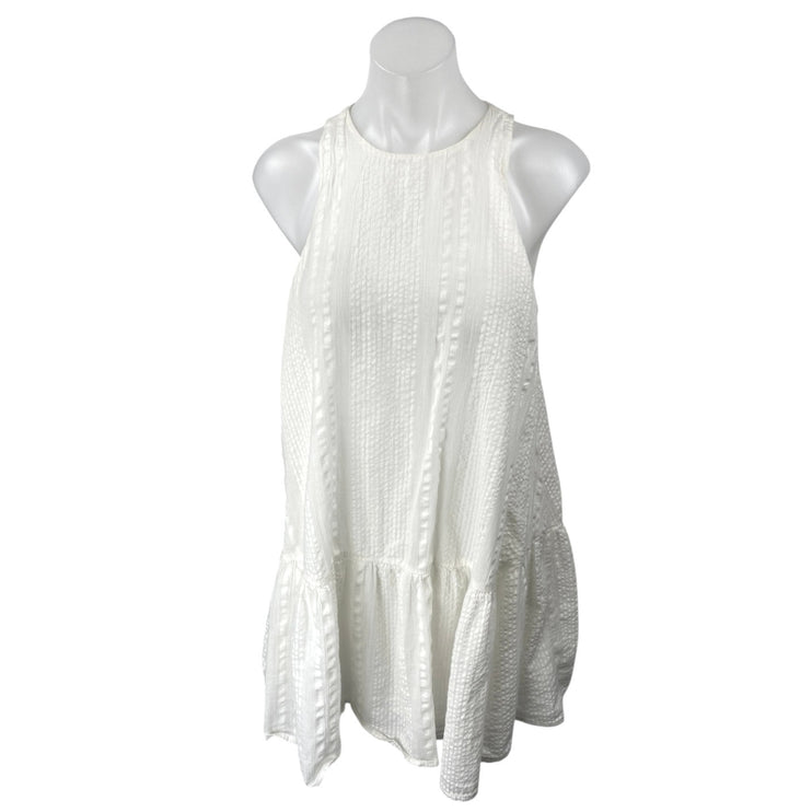 Urban Outfitters Maisy White Sleeveless Ruffle Racerback Mini Tank Shift Dress M