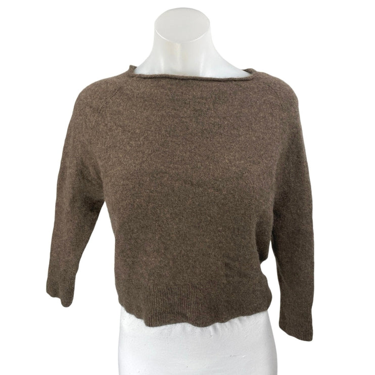 Quince Dark Brown 100% Cashmere Knit Long Sleeve Pullover Sweater Top Size S