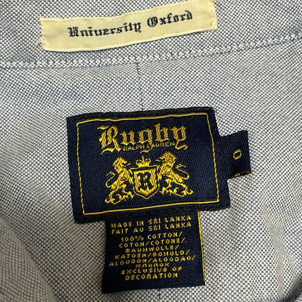 Ralph Lauren Rugby University Oxford Blue Long Sleeve Button Up Shirt Top Size 0