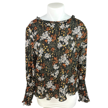 Terra & Sky Women's Multicolor Floral Print Smocked Long Sleeve Blouse Top Sz 4X
