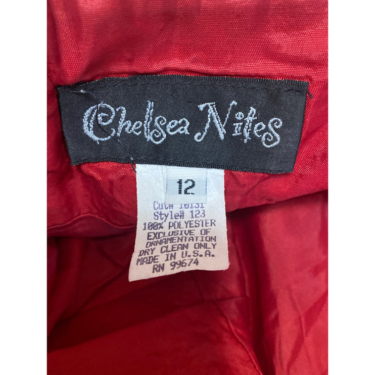 Chelsea NItes Red Cowl Neck Sleeveless Cami Camisole Tank Maxi Prom Dress Sz 12